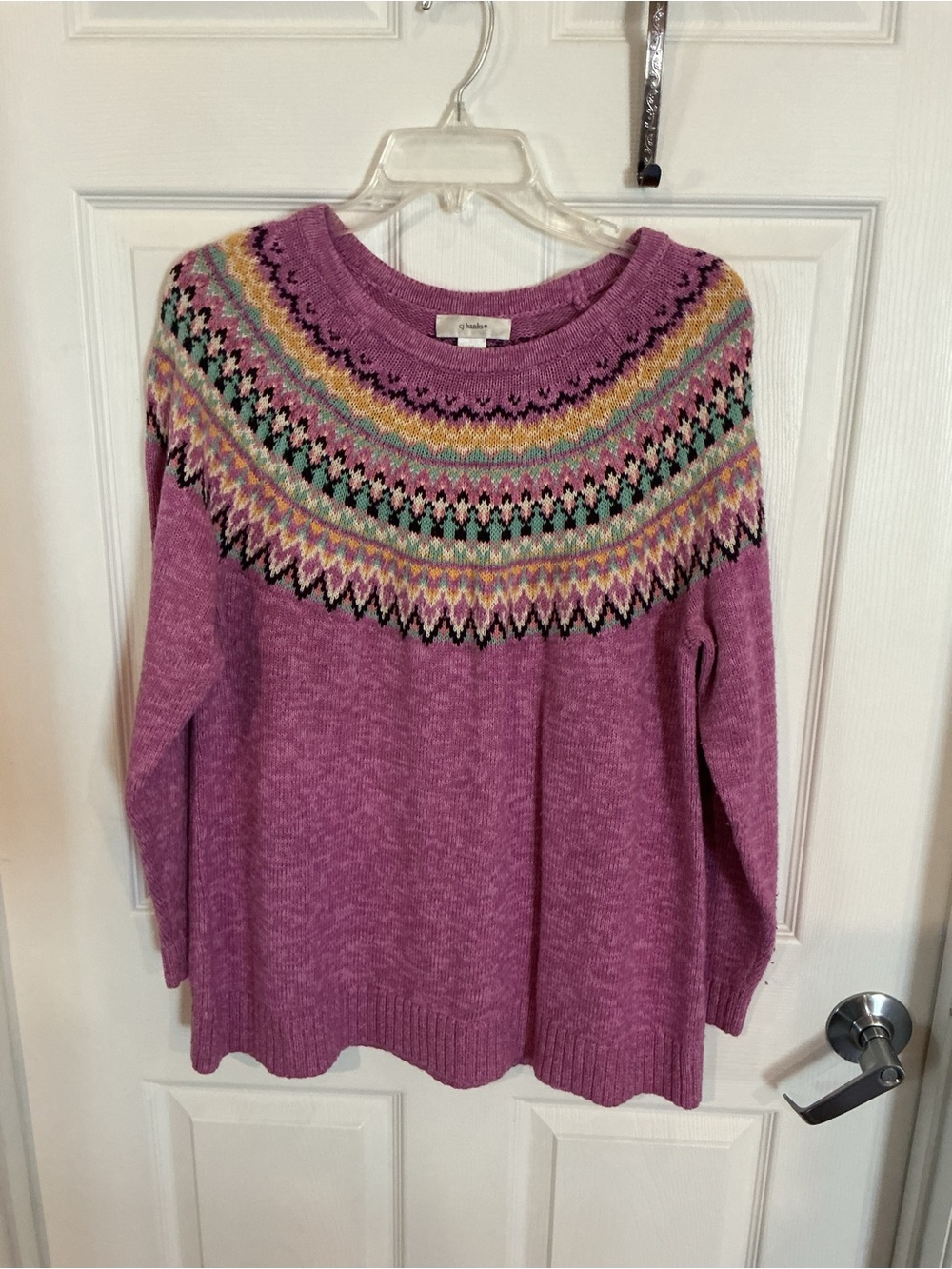 Cj banks Purple Fair Isle Yoke Sweater